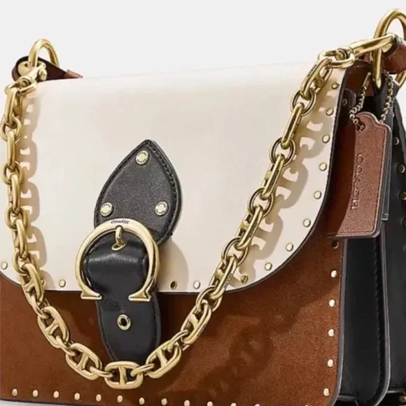 COACH C4595 Beat Shoulder Bag In Colorblock With Rivets $595 NWT - Picture 7 of 9